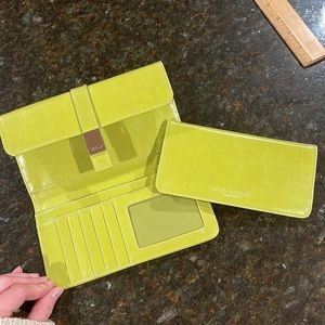 Kenneth Cole Reaction long checkbook wallet lime green NWOT